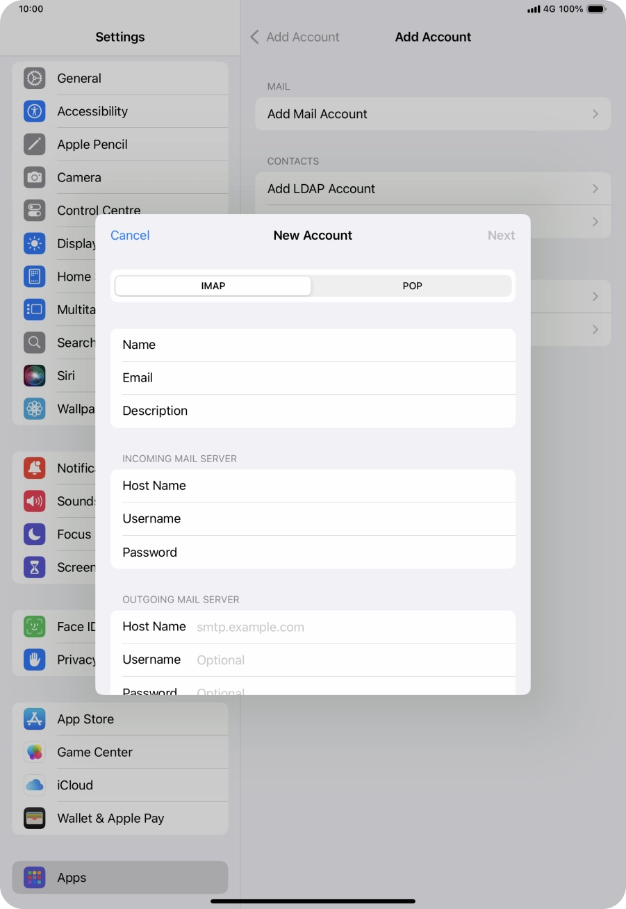 Press Host Name and key in the name of your email provider's outgoing server. Press Host Name and key in the name of your email provider's outgoing server.