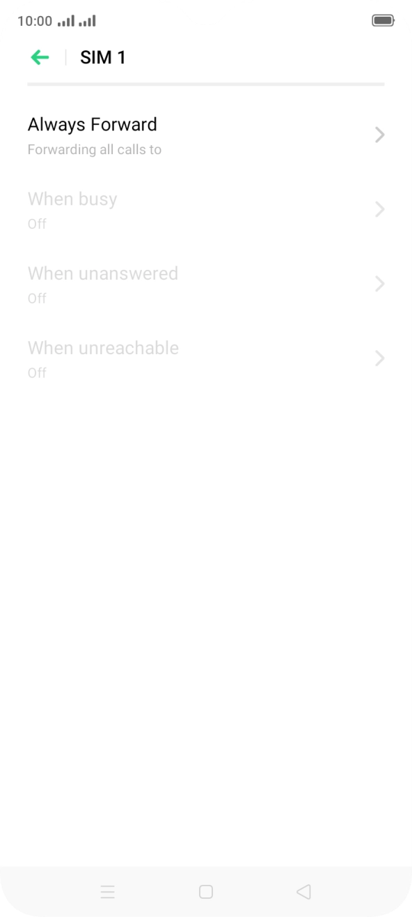Press the required divert type. Press the required divert type.