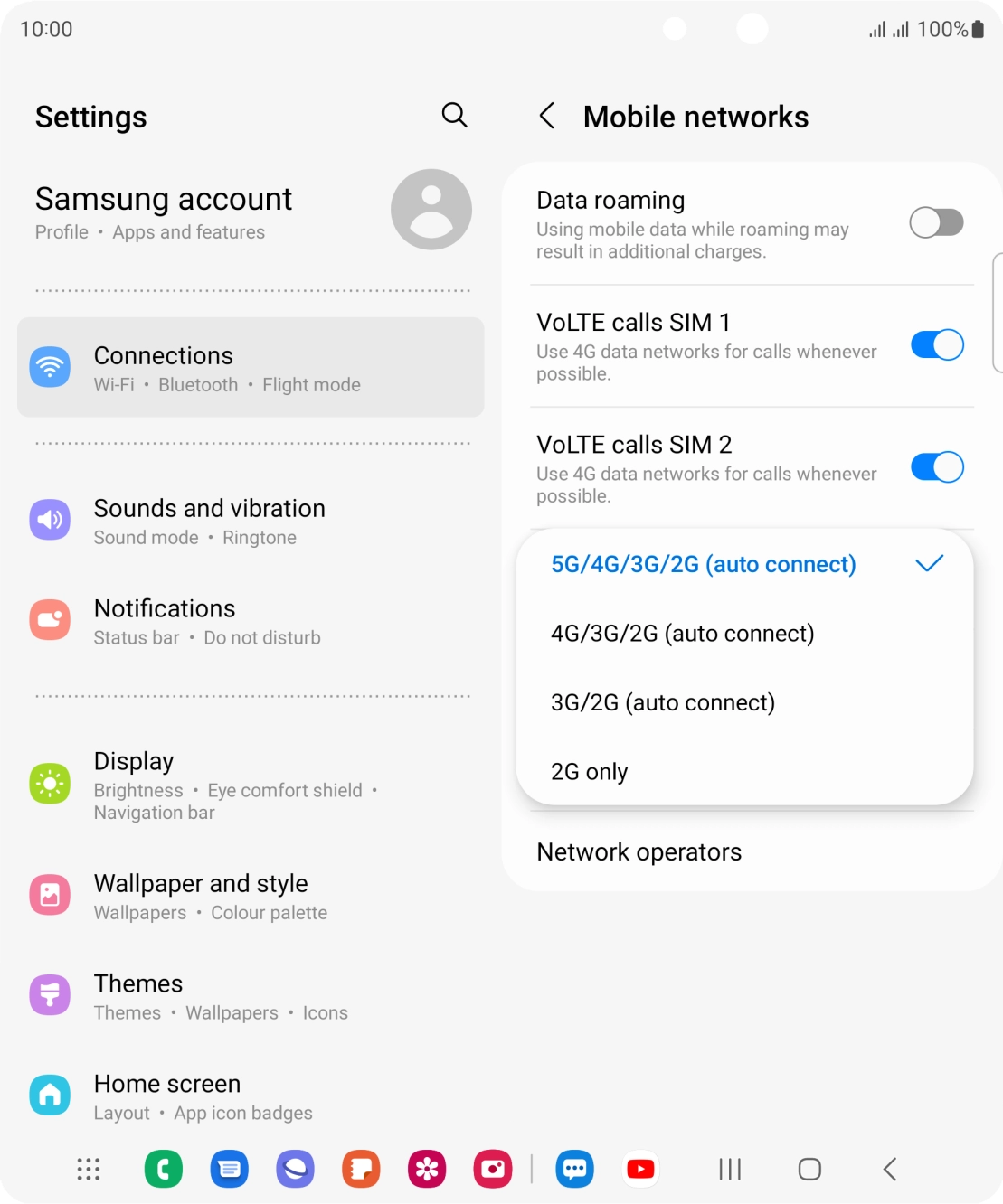 Press the required network mode. Press the required network mode.