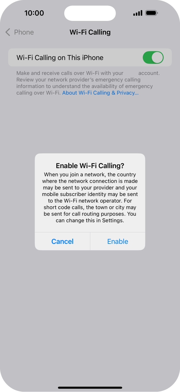 If you turn on the function, press Enable.