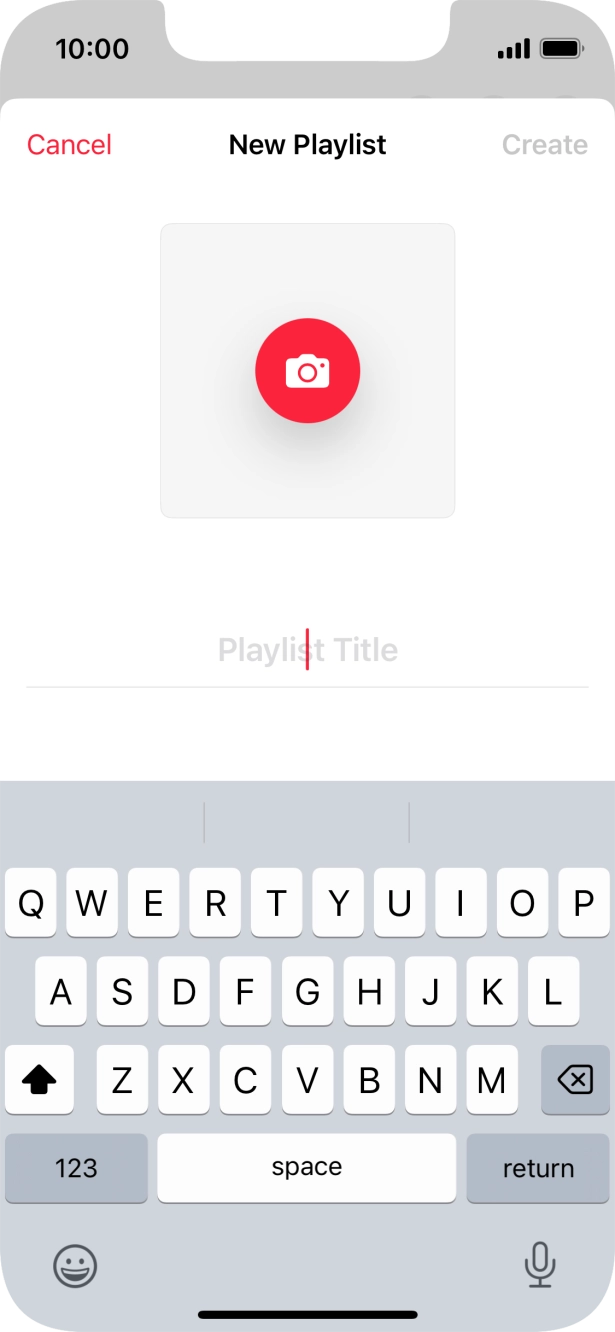 Press the text input field and key in a name for the playlist. Press the text input field and key in a name for the playlist.