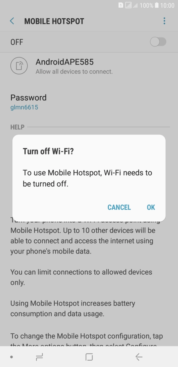 If WiFi is turned on, press OK. If WiFi is turned on, press OK.