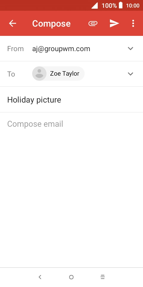 Press the text input field and write the text for your email.
