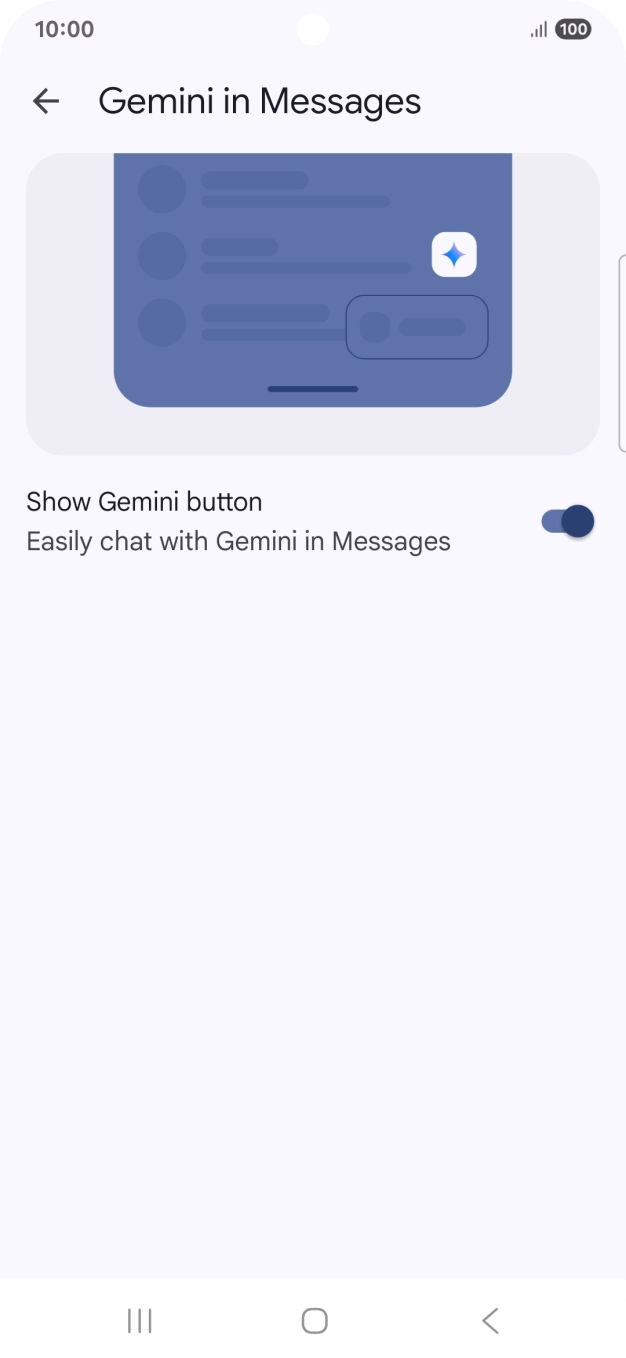 Press the indicator next to 'Show Gemini button' to turn on the function. Press the indicator next to 'Show Gemini button' to turn on the function.