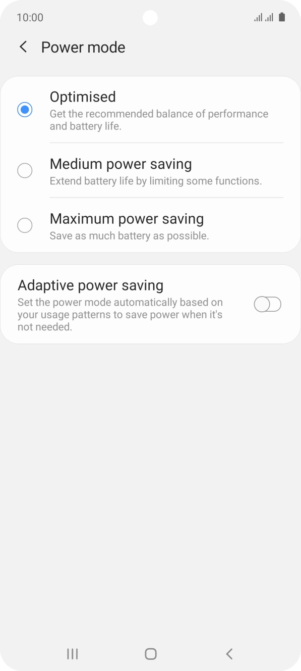 Press the required setting to turn on the function. Press the required setting to turn on the function.