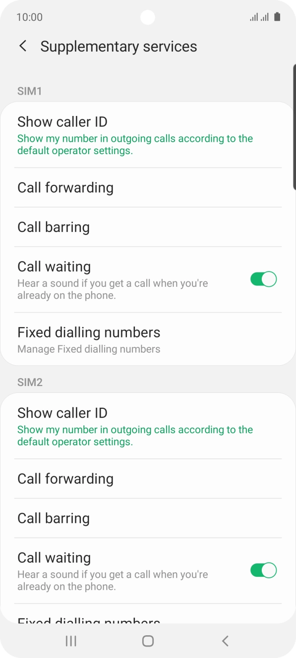 Press Call forwarding below the required SIM.