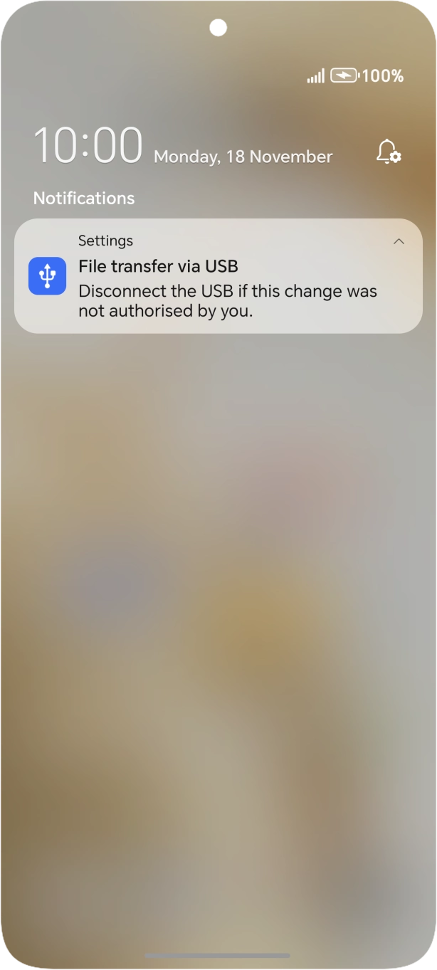 Press the USB icon. Press the USB icon.