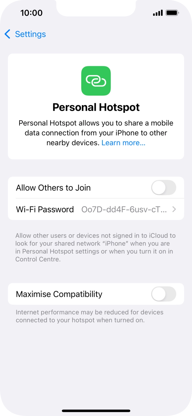Press Wi-Fi Password and key in the required password.