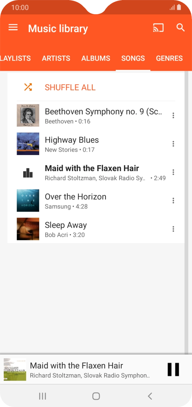 Press the song title at the bottom of the screen. Press the song title at the bottom of the screen.