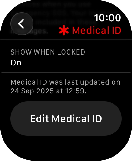 Press Edit Medical ID. Press Edit Medical ID.