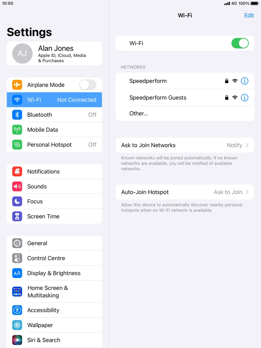 Press the required WiFi network and key in the password for the WiFi network.