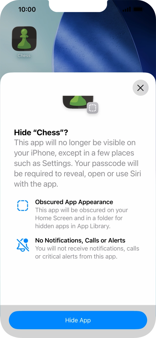 Press Hide App.