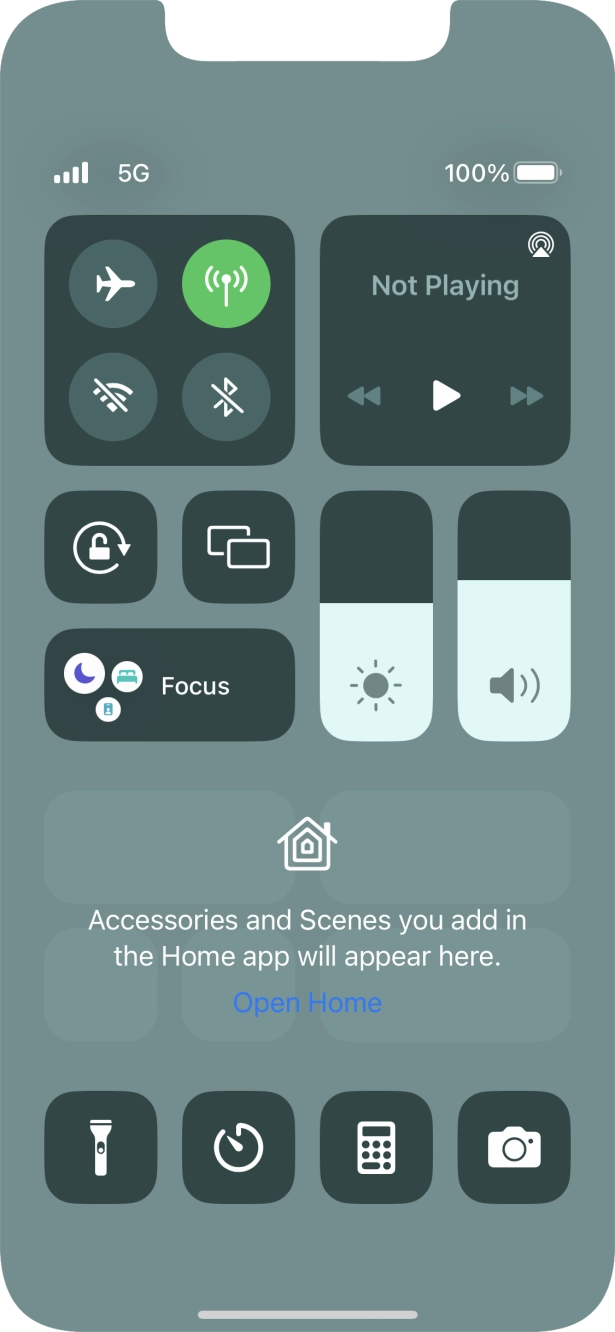 Press the flight mode icon to turn the function on or off. Press the flight mode icon to turn the function on or off.