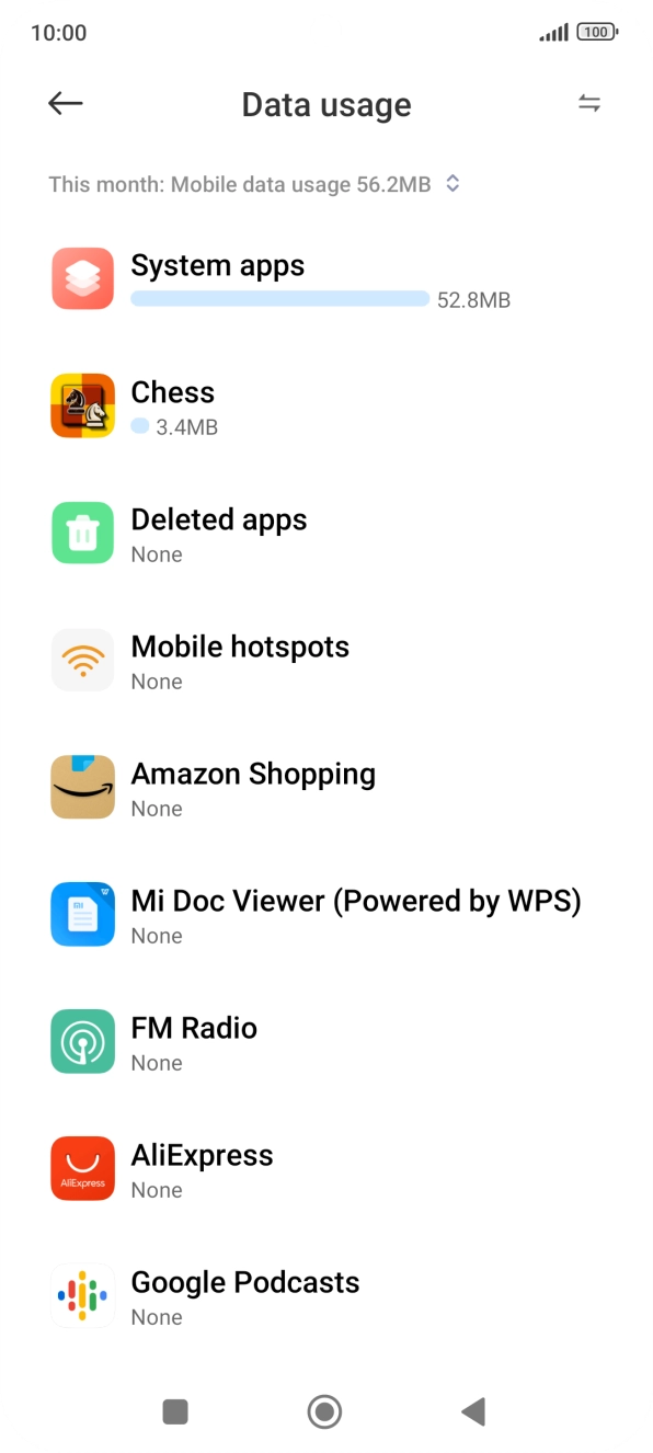 The total data usage is displayed.