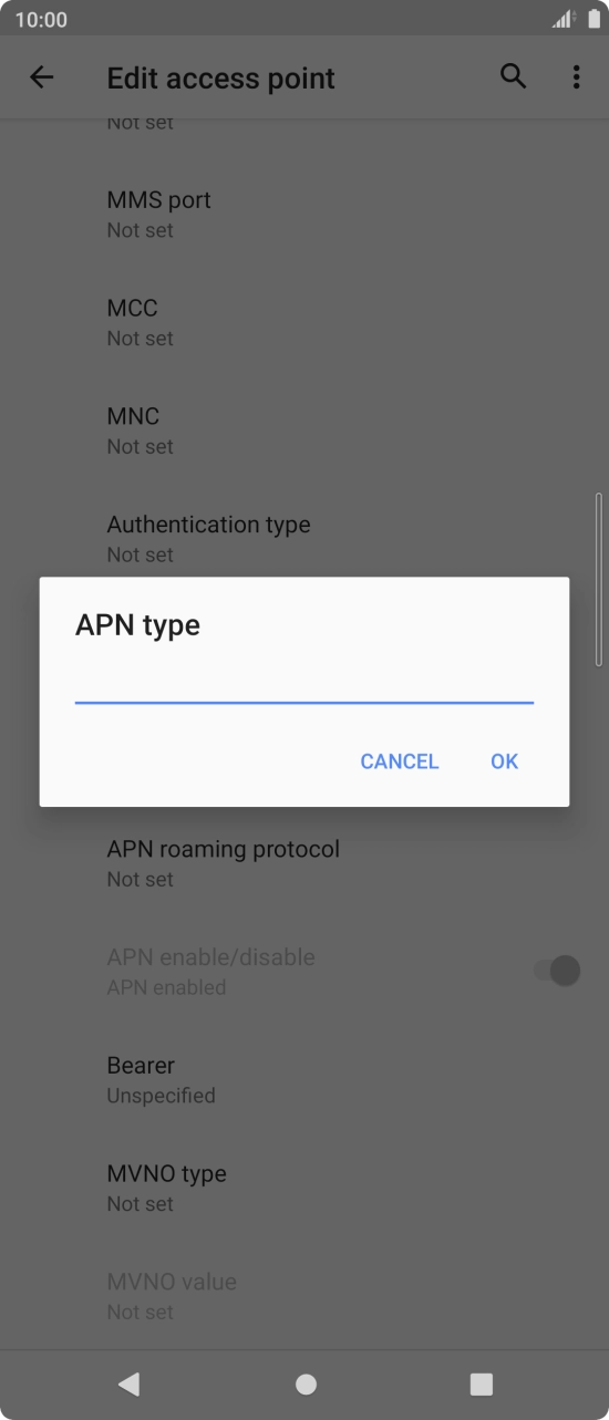 Key in default and press OK. Key in default and press OK.