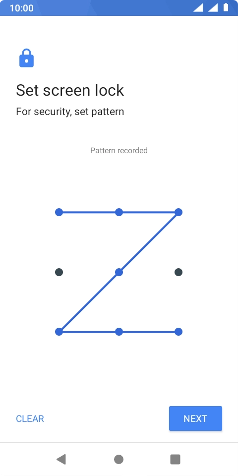 Slide your finger across the screen to connect at least four points and press NEXT. Slide your finger across the screen to connect at least four points and press NEXT.