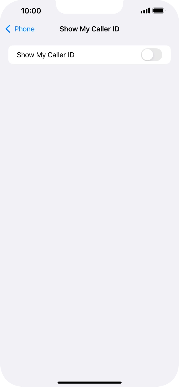 Press the indicator next to 'Show My Caller ID' to turn the function on or off.