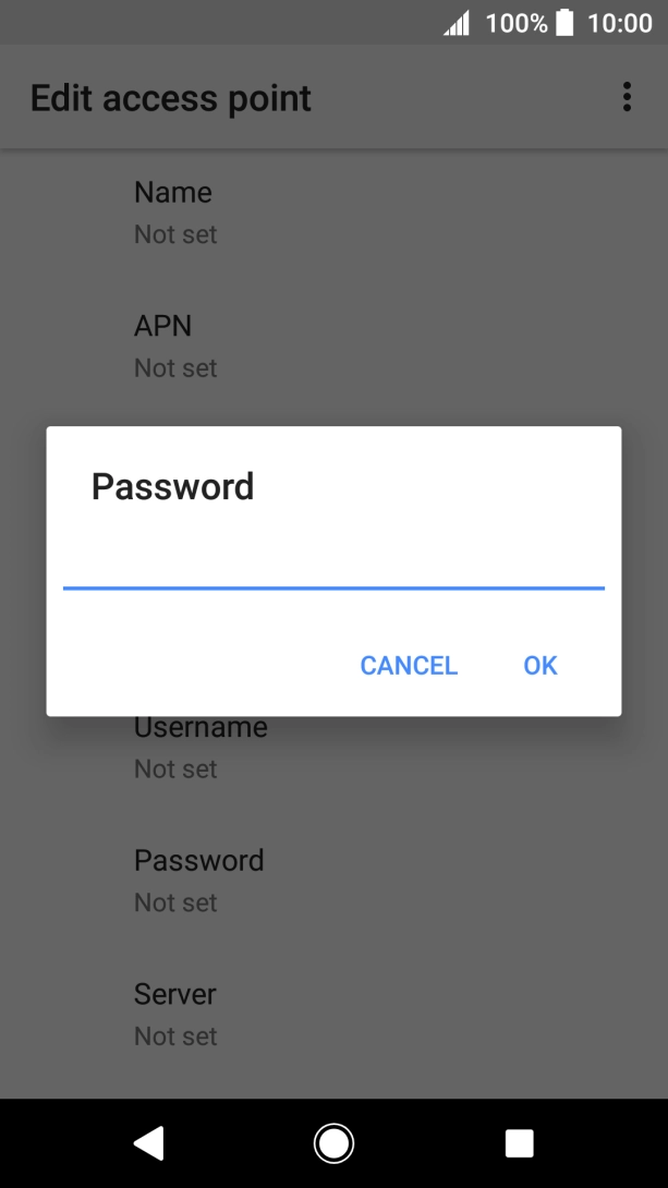 Key in p and press OK.