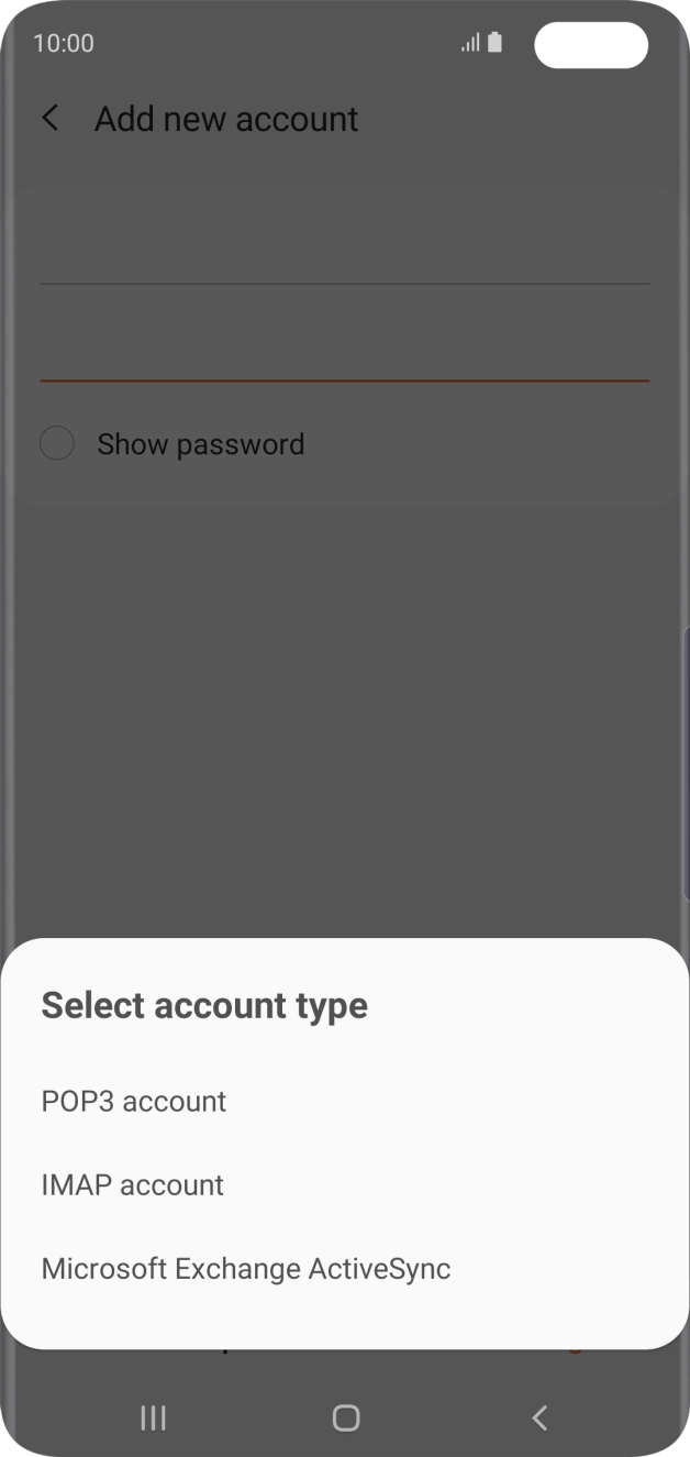 Press POP3 account. Press POP3 account.