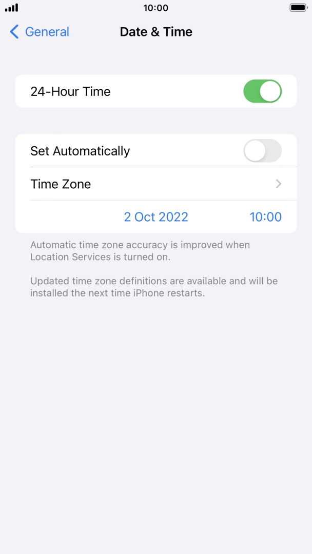 Press the indicator next to 'Set Automatically' to turn on the function.