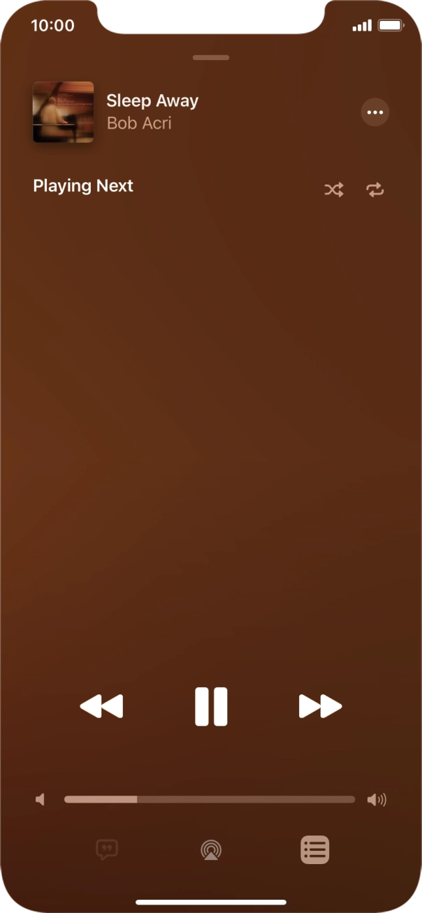 Press the shuffle icon to turn the function on or off. Press the shuffle icon to turn the function on or off.