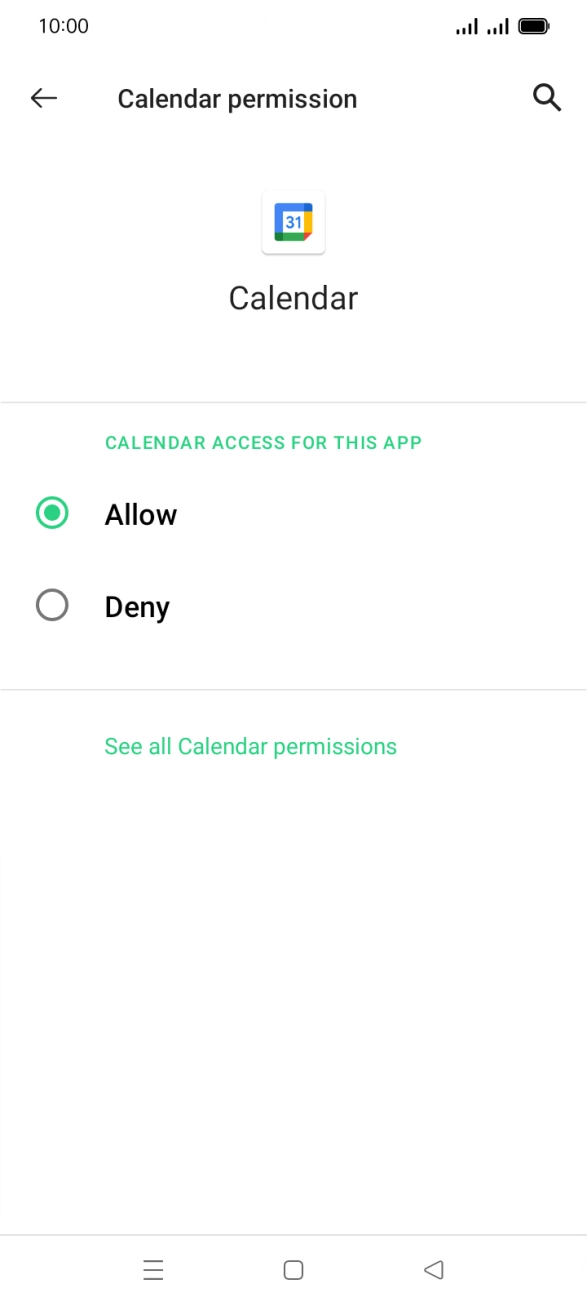 Press the required setting.