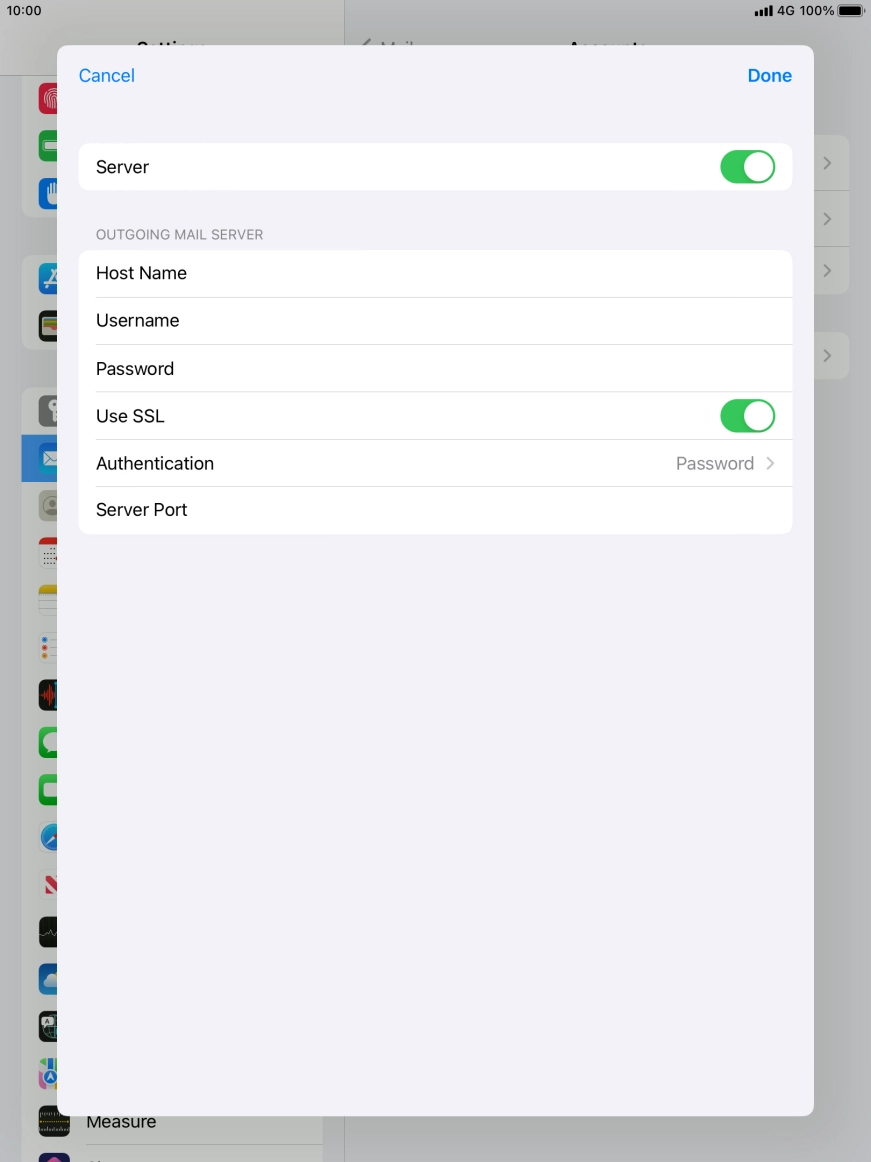 Press the indicator next to 'Use SSL' to turn off the function. Press the indicator next to 'Use SSL' to turn off the function.