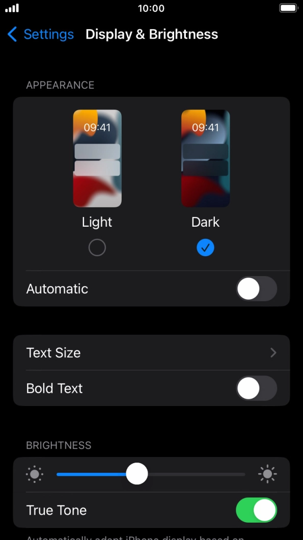 Press the indicator next to 'Automatic' to turn the function on or off. Press the indicator next to 'Automatic' to turn the function on or off.