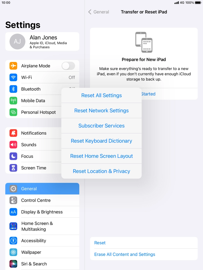 Press Reset All Settings.