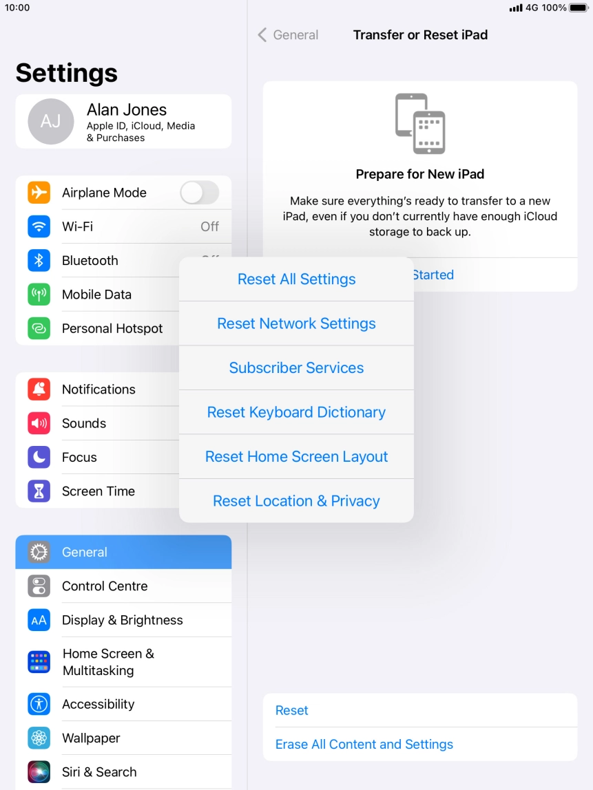 Press Reset All Settings.