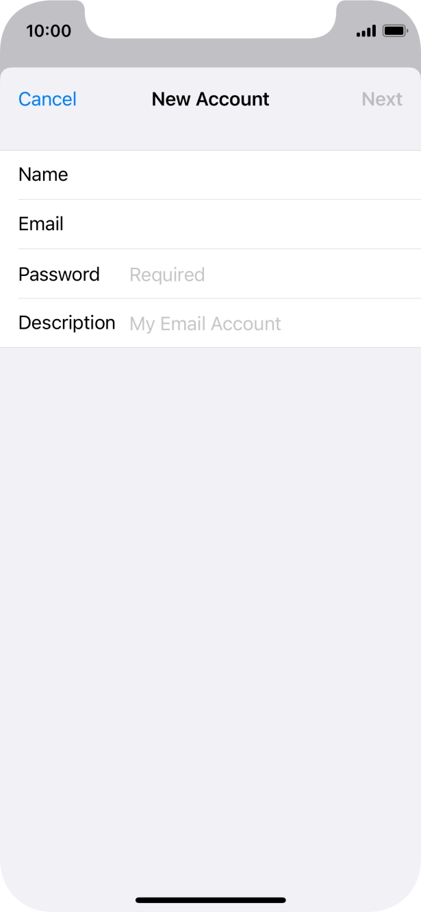 Press Password and key in the password for your email account. Press Password and key in the password for your email account.