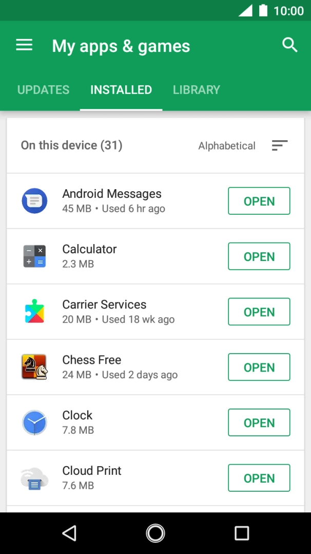 Press the required app.