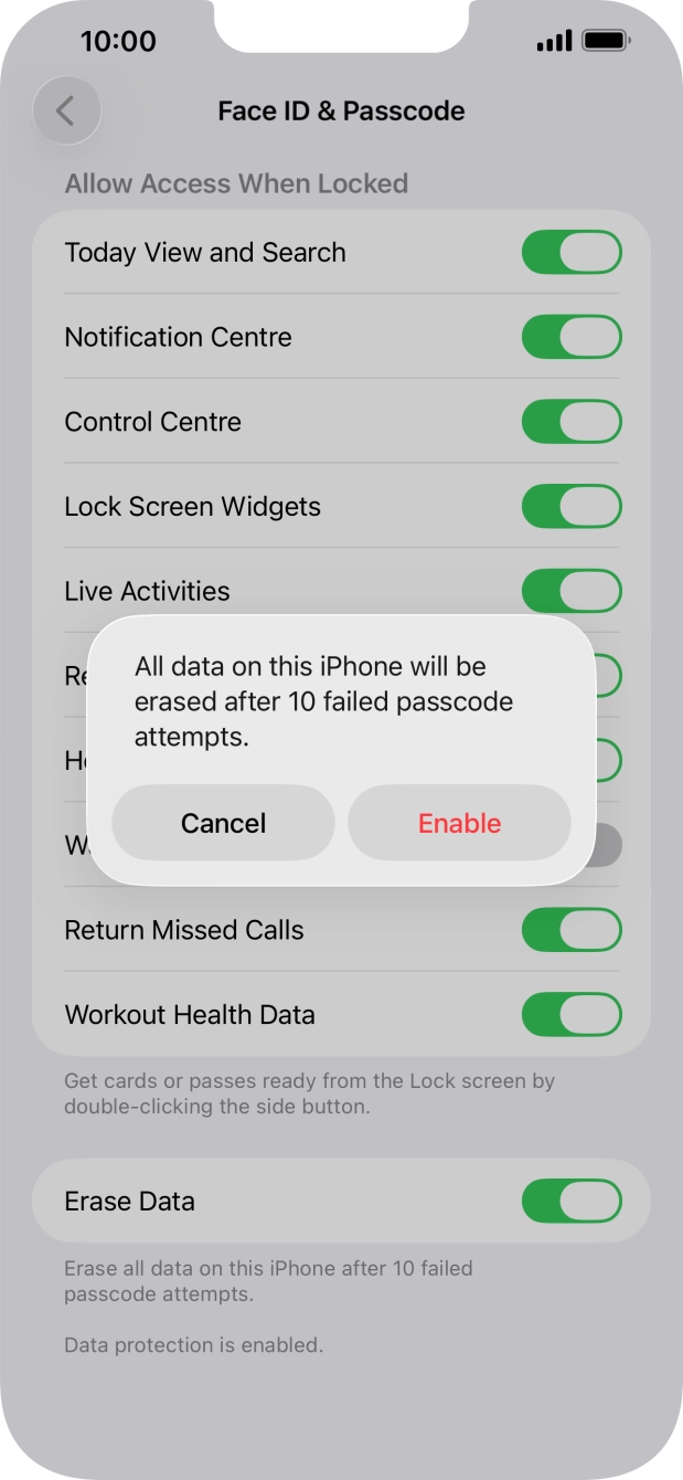If you turn on the function, press Enable. If you turn on the function, press Enable.