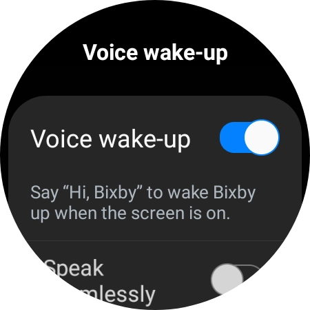 Press the indicator next to 'Voice wake-up' to turn the function on or off.