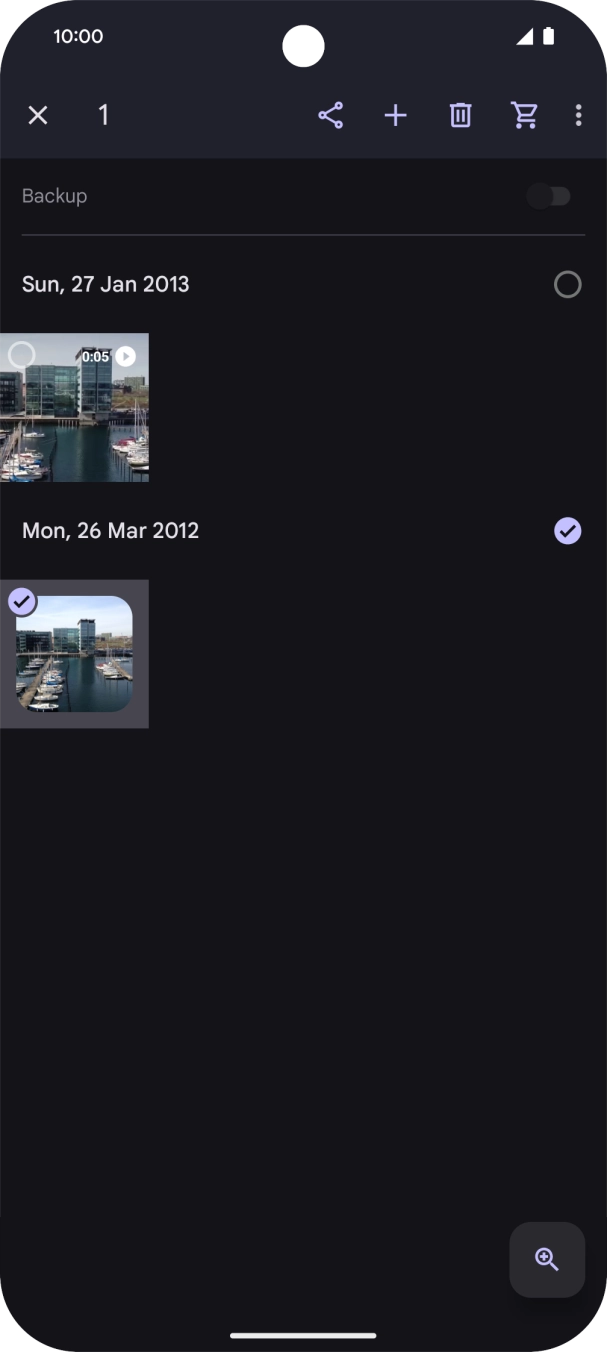 Press the required pictures or videos to select them. Press the required pictures or videos to select them.