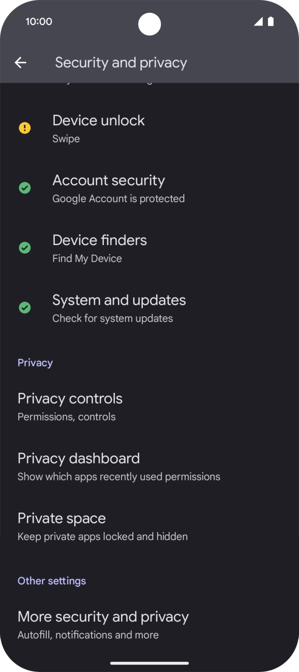 Press More security and privacy.