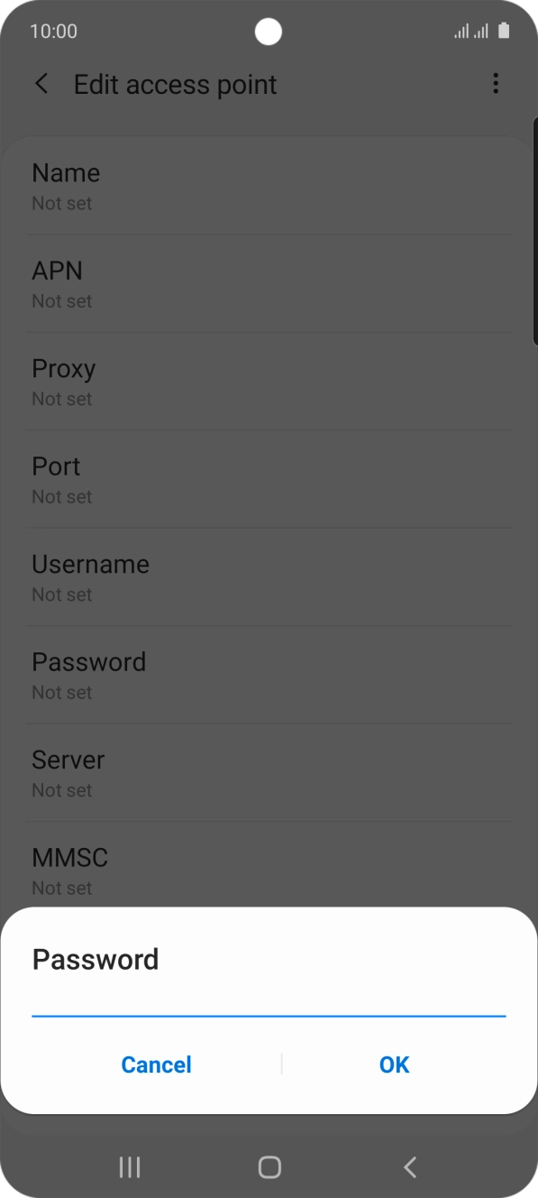 Key in p and press OK.