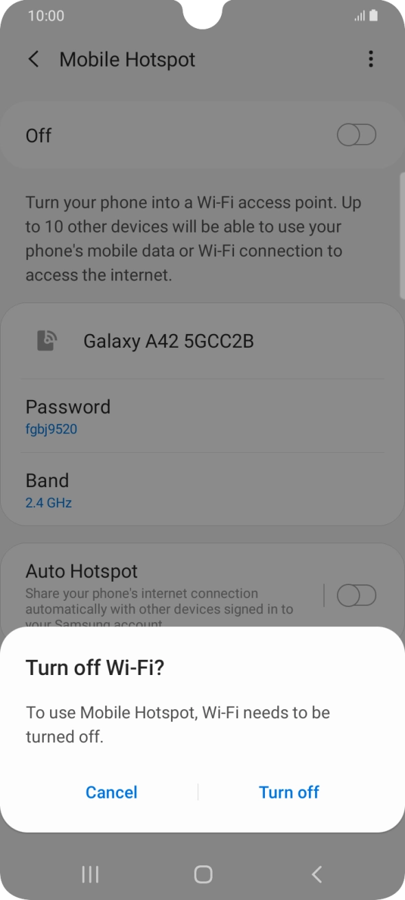If WiFi is turned on, press Turn off.