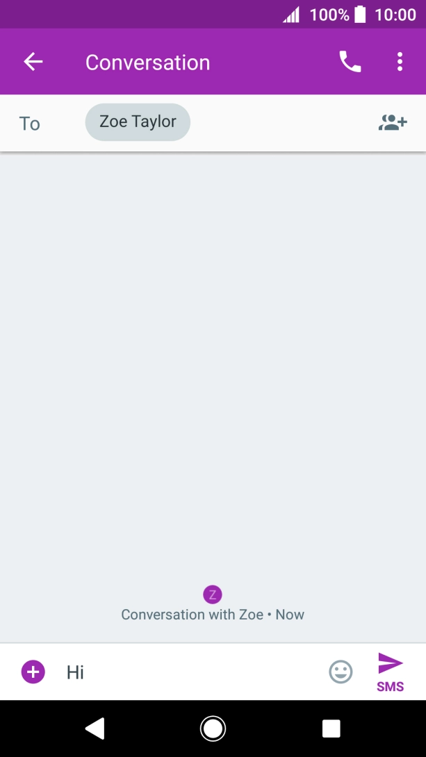 Press the send icon when you've finished your text message. Press the send icon when you've finished your text message.