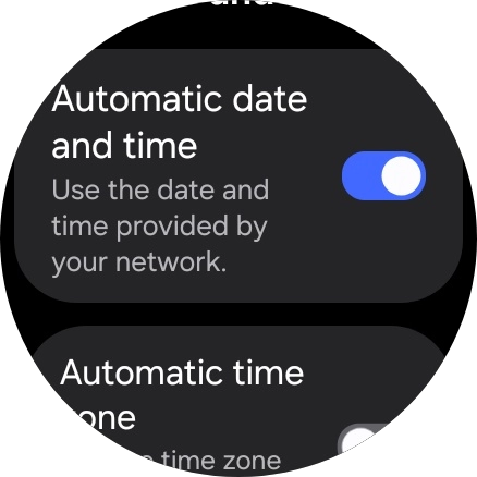 Press the indicator next to 'Automatic date and time' to turn off the function.