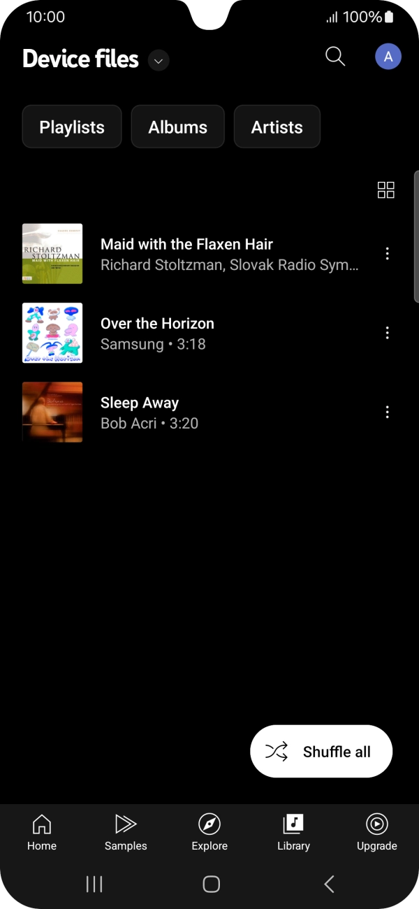 Press the required audio file.