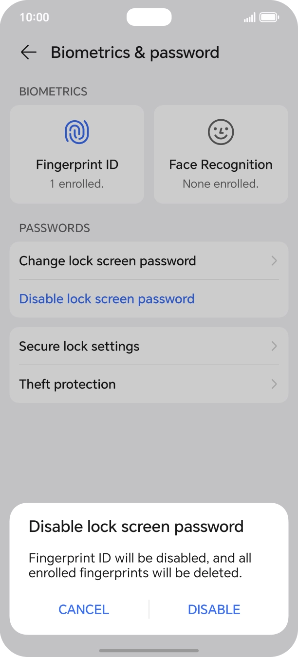 Press DISABLE. Press DISABLE.