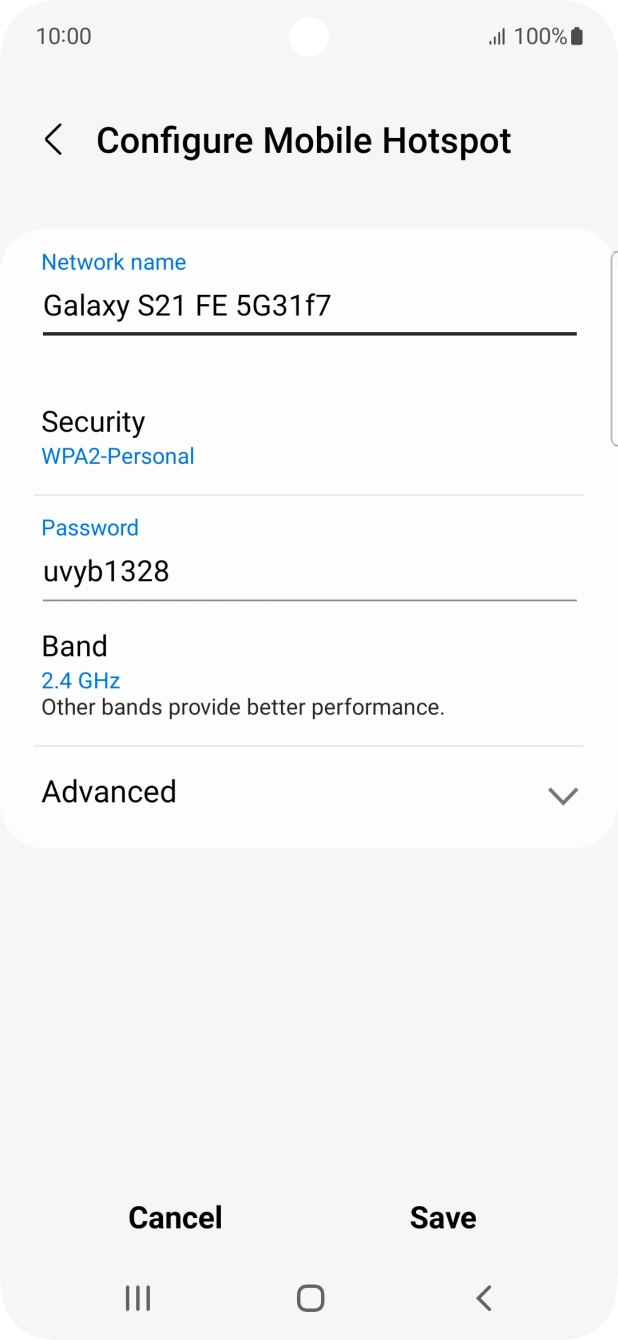 Press the field below 'Network name' and key in the required name. Press the field below 'Network name' and key in the required name.