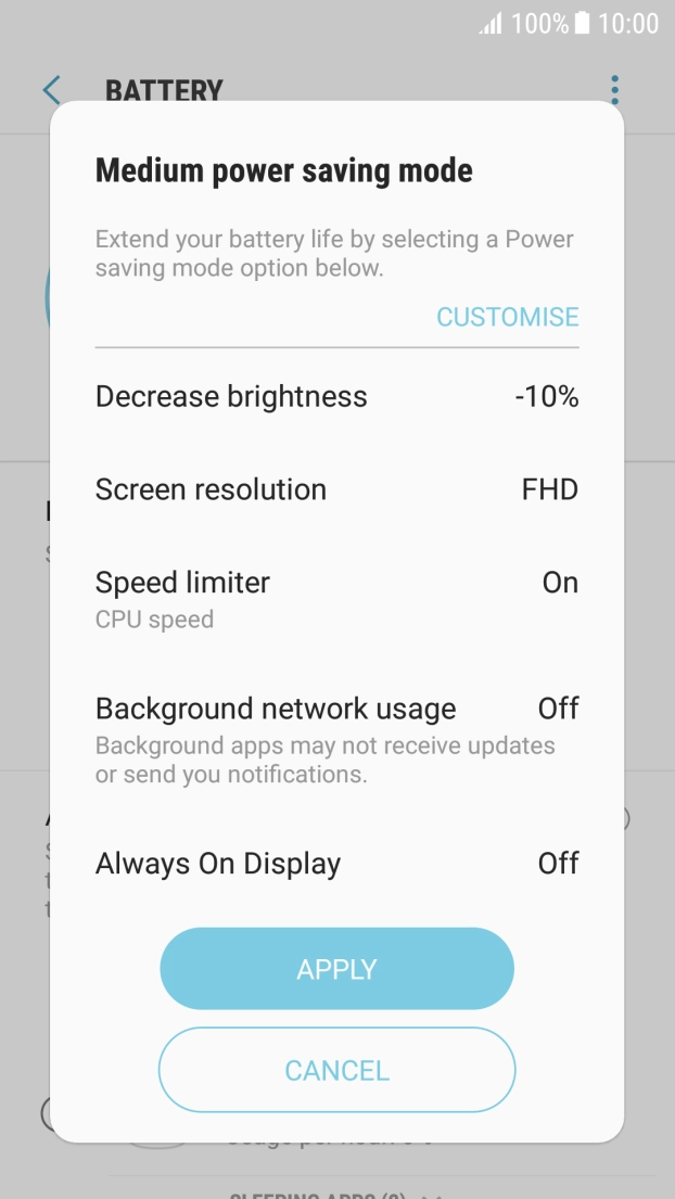 Press APPLY to turn on the function. Press APPLY to turn on the function.