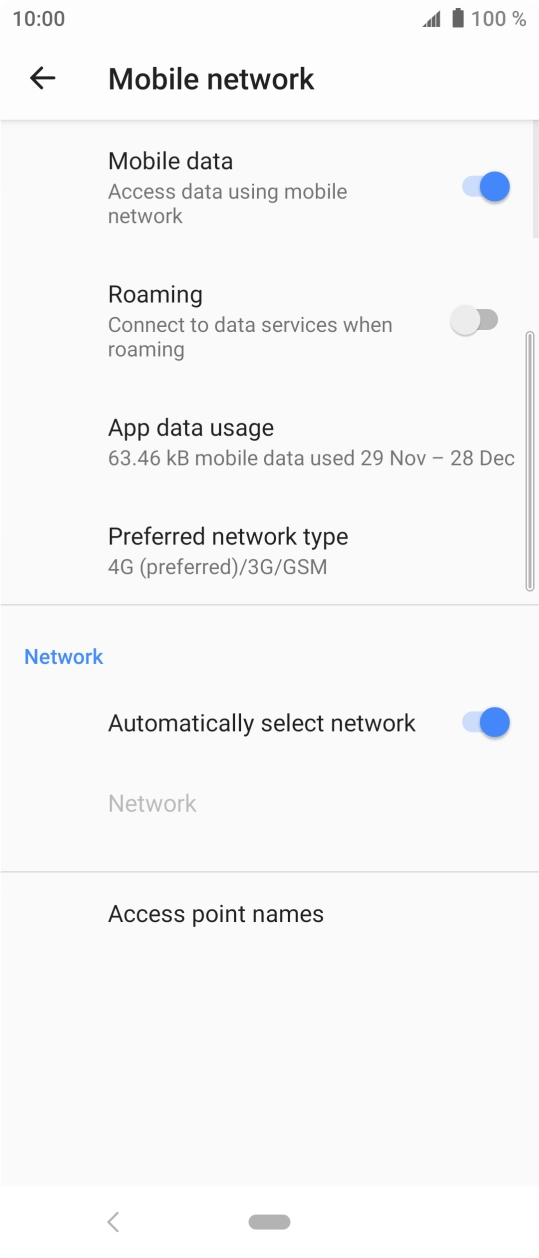 Press Preferred network type.