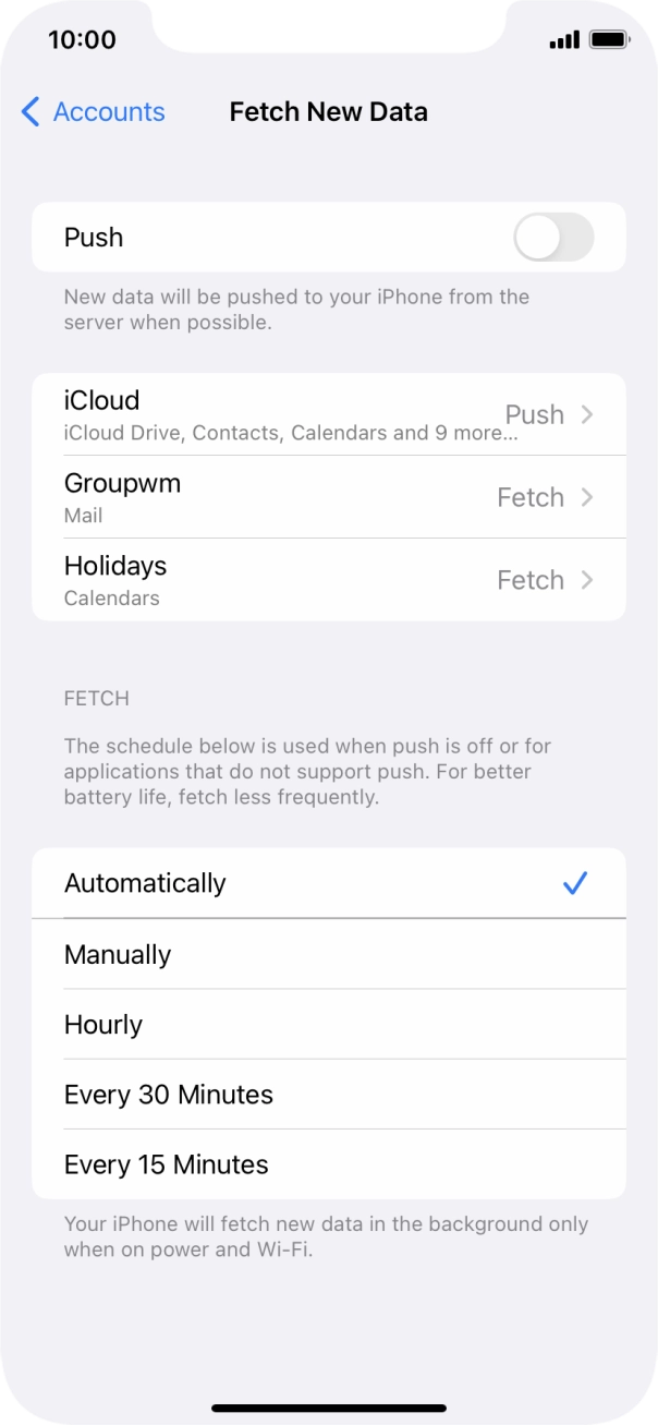 If you turn off the function, press the required setting.