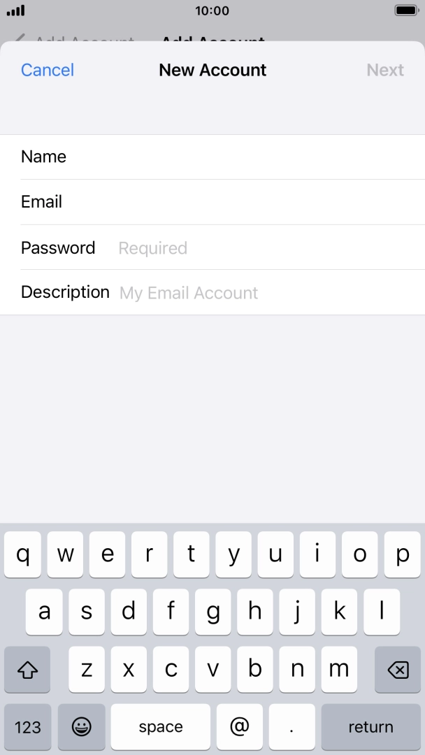 Press Password and key in the password for your email account. Press Password and key in the password for your email account.