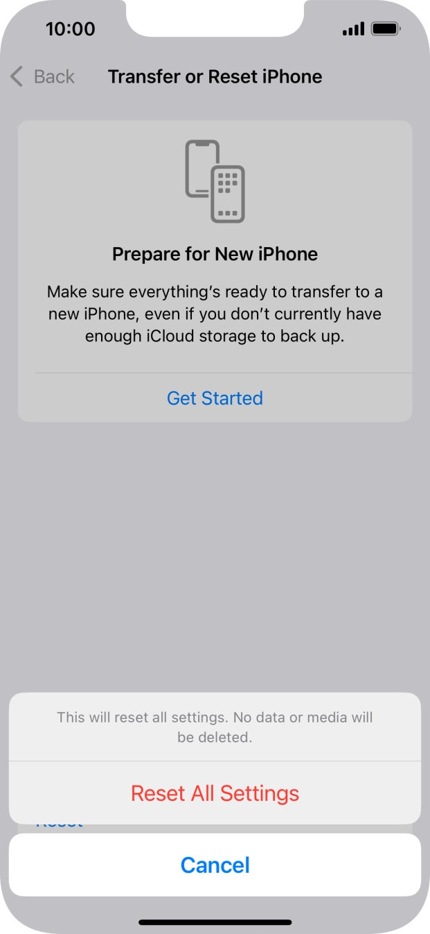 Press Reset All Settings.