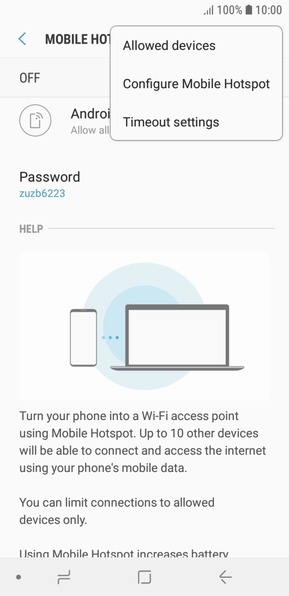 Press Configure Mobile Hotspot. Press Configure Mobile Hotspot.