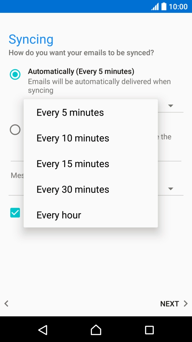 Press the required setting.